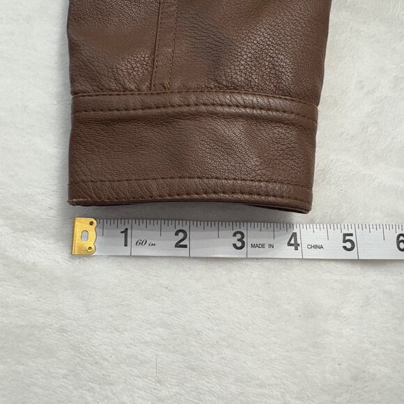 X Ray Brown Faux Leather Jacket With Zipper Pockets & High Collar Women Size M - Picture 15 of 16
